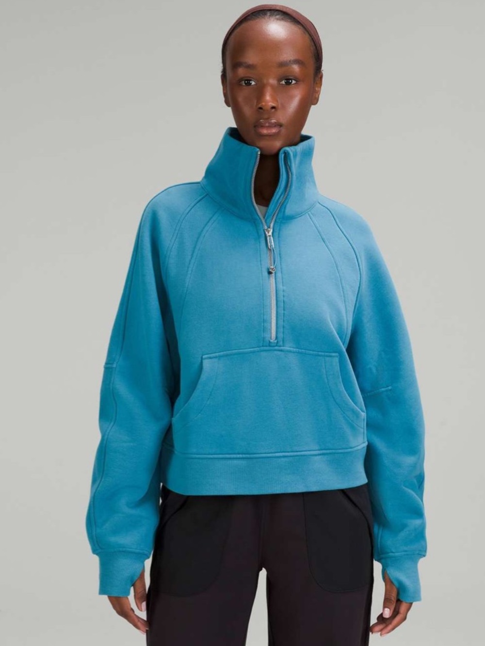 #996 Lululemon Scuba Oversized Funnel Neck Half Zip Oceanic Blue M/L EUC